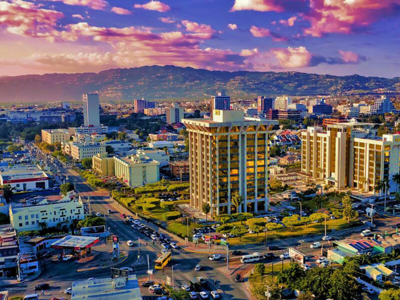 Aerial view across Kingston, Jamaica