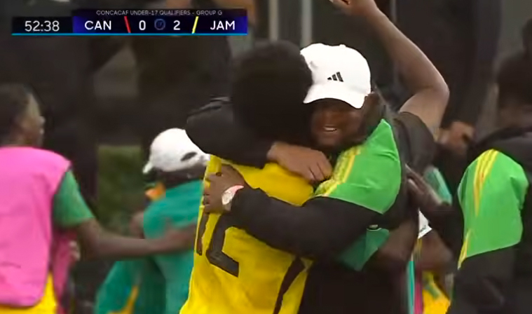 Jamaica Under-17 players celebrating during the Concacaf U-17 Qualifiers win over Canada