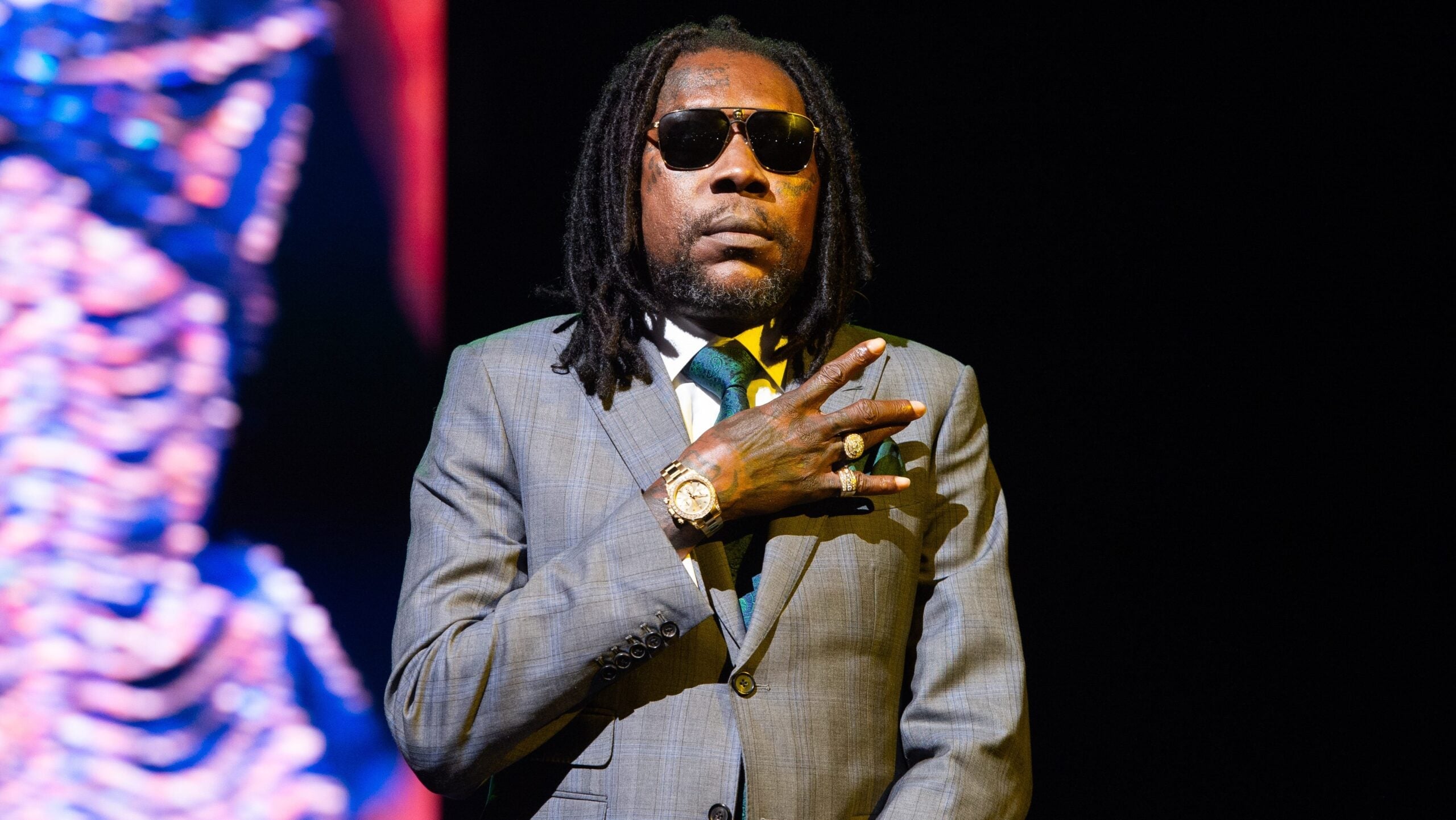 Vybz Kartel performing on stage